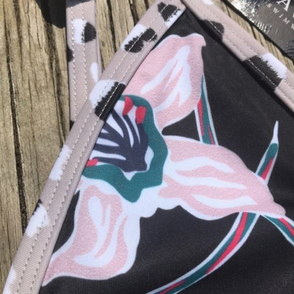 Black Blossom/Floral Print Tavik Jett Triangle Bikini Top - Picture 5 of 12